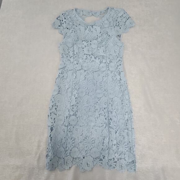Lulu's Romance Language Baby Blue Crochet Lace Dress Size Large Cocktail party - Picture 7 of 12